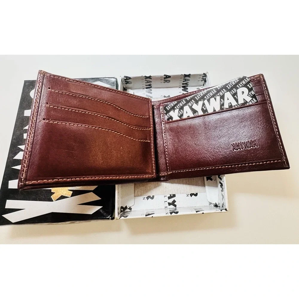 Brown XAYWAR COLLECTION Men's Leather Wallet Card Holder